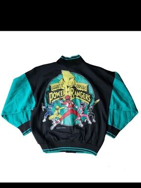 Vintage 1994 Power Ranger Kids Varsity Jacket - Black and Teal size 10